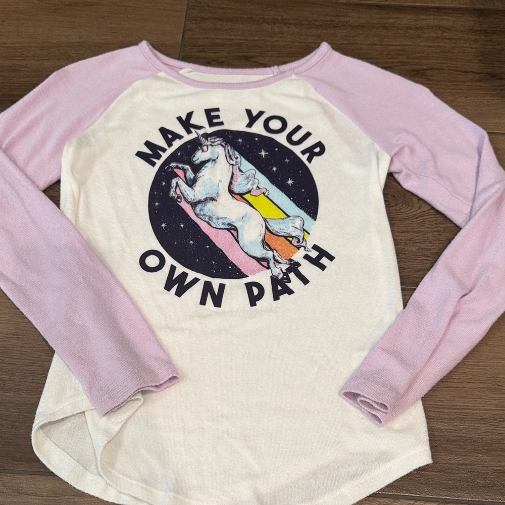 Old Navy Unicorn Long Sleeve Tee - Pink & Cream